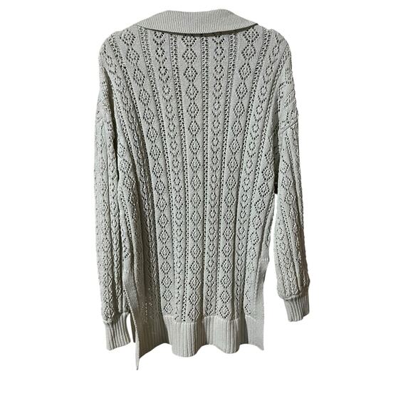 Zara Women’s Open Knit Pullover M/L White Long Sleeve Beach Layering Bohemian - Picture 2 of 10